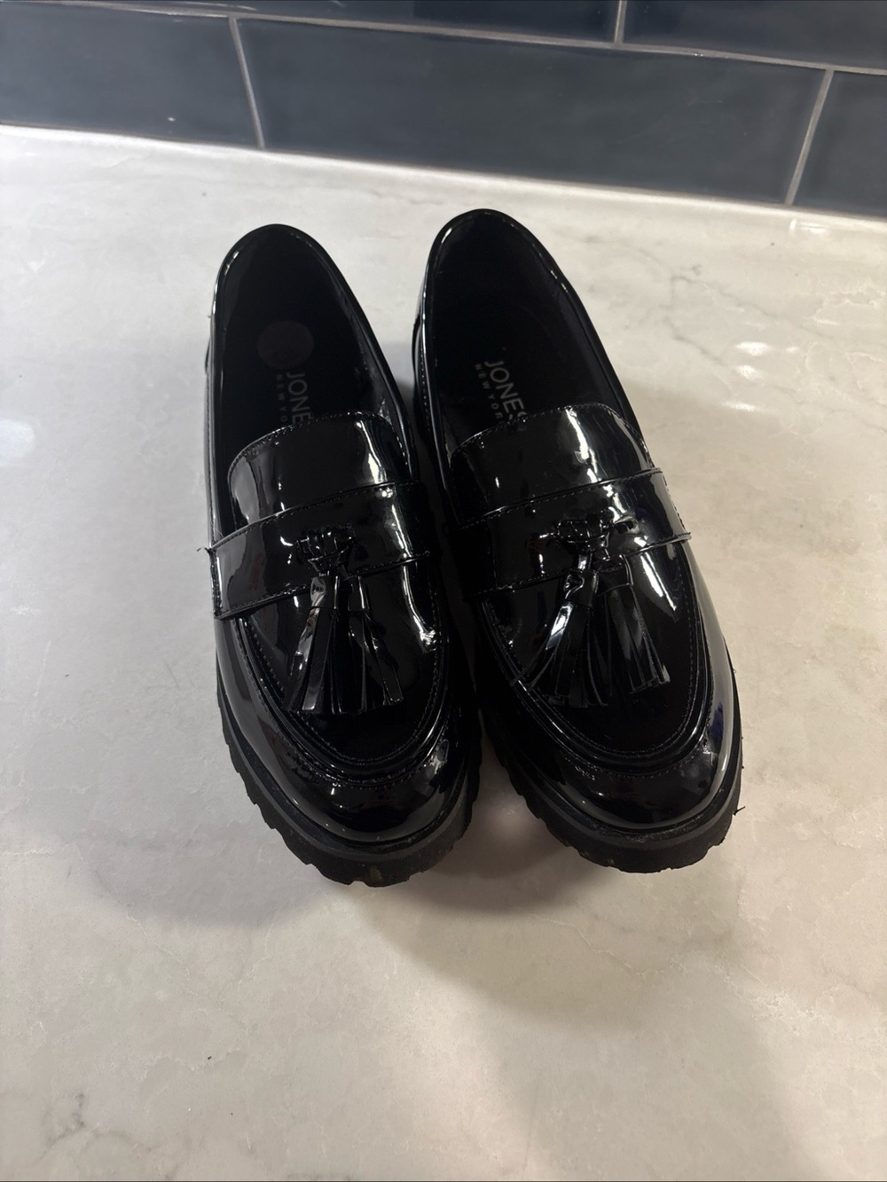 Black Patent Tassel Loafers - Classic Slip-On Dress Shoes | women’s size 8.5 |